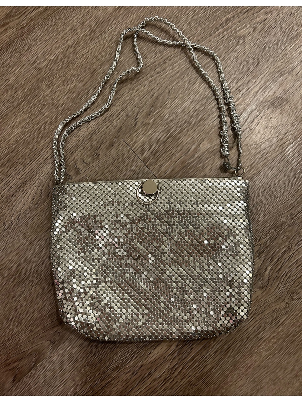Silver Sequin Chain Mail Shoulder Bag